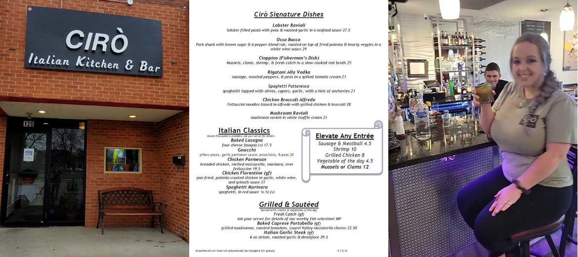 Ciro Italian Kitchen & Bar Menu