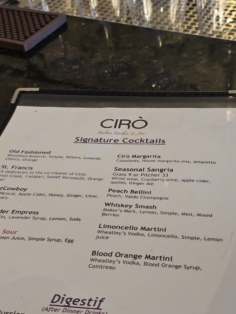 Ciro Italian Kitchen & Bar Menu image 3